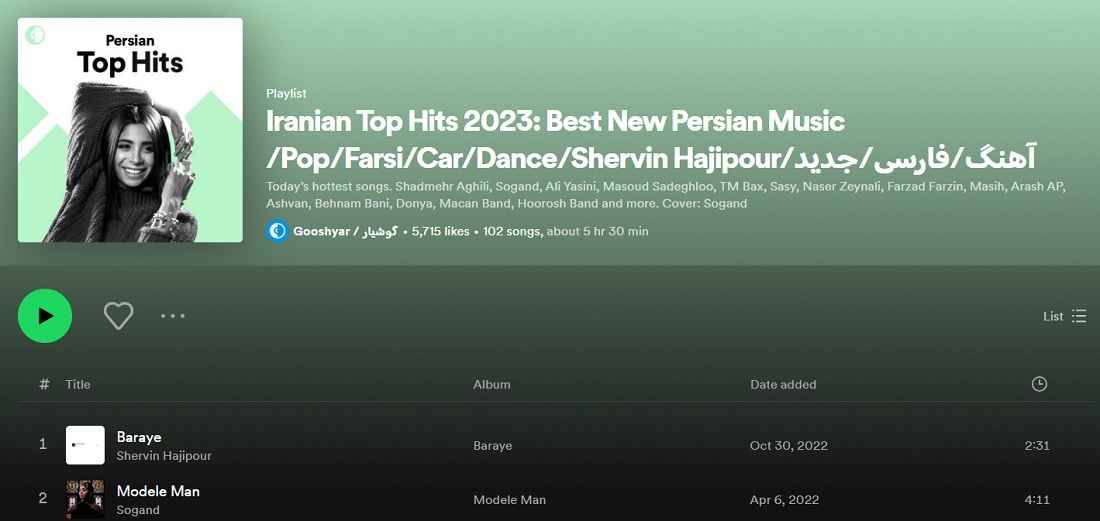 پلی لیست بهترین‌های موزیک فارسی (Persian Top Hits)