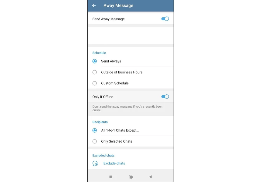 فعال کردن پیام خودکار در تلگرام